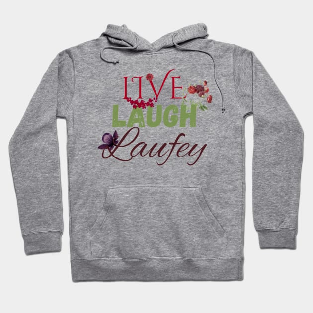 Live Laugh Laufey Red and Green Hoodie by Alexander S.